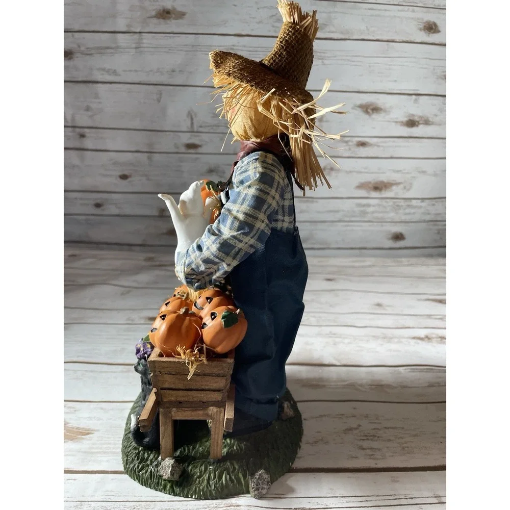 Vintage Halloween Witch & Scarecrow Fabric Mache Figurines 13